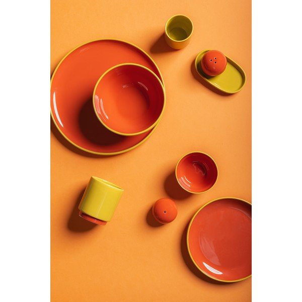 Piatto da dolce verde/arancione in gres ø 18 cm Duo – ONA-image-1