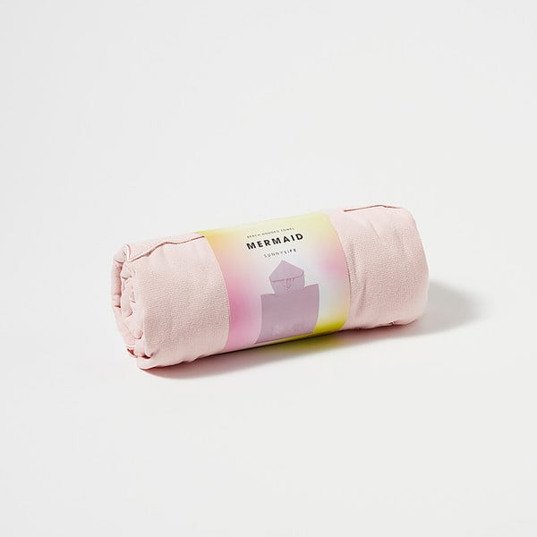 Asciugamano per neonati in cotone rosa con cappuccio 62x63 cm Mermaid - Sunnylife-image-1