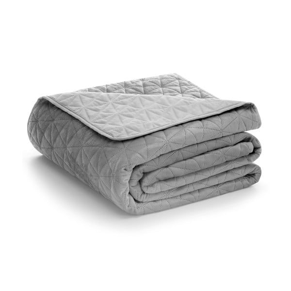 Copriletto trapuntato in velluto grigio chiaro 260x280 cm Laila - AmeliaHome