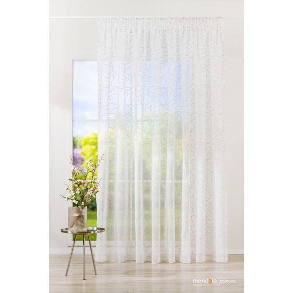 Tenda sottile bianca/grigia 140x245 cm Amanda – Mendola Fabrics-image-1