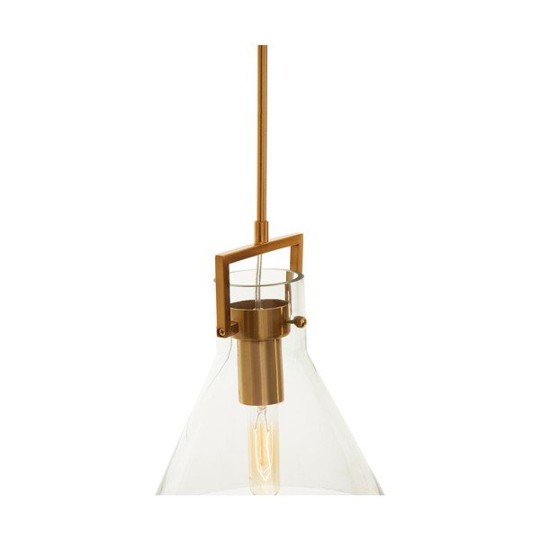 Lampadario dorato in metallo con paralume in vetro ø 25 cm Trieste – Premier Housewares-image-3