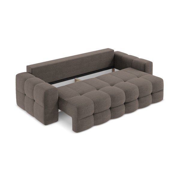 Divano marrone allungabile con rivestimento in bouclé 255 cm Milu – Makamii-image-3