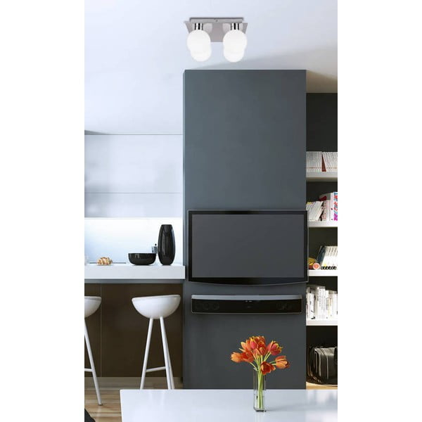 Lampada da soffitto in argento con paralume in vetro 25x25 cm Oden - Candellux Lighting-image-1