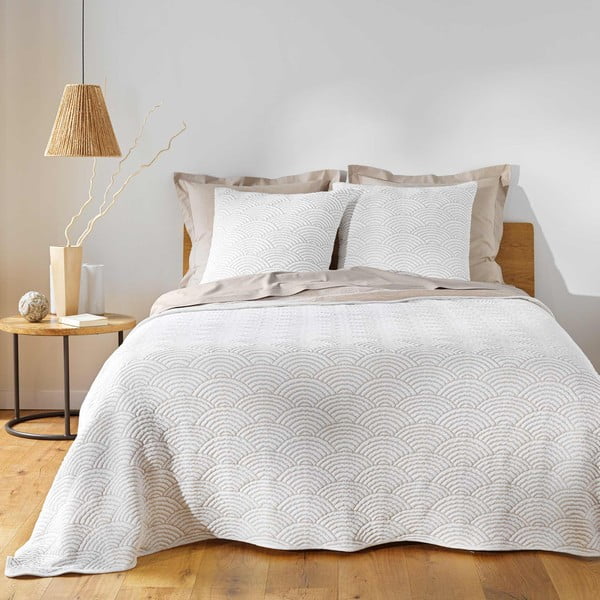 Set con copriletto e federa bianco/beige in jersey 220x240 cm Cassandra – douceur d'intérieur-image-1