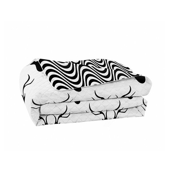 Copriletto reversibile in microfibra bianco e nero Hypnosis Deerest, 220 x 240 cm - DecoKing