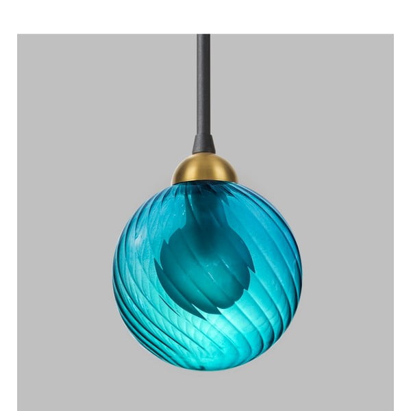 Lampadario blu con paralume in vetro ø 12 cm Twister – Squid Lighting-image-3