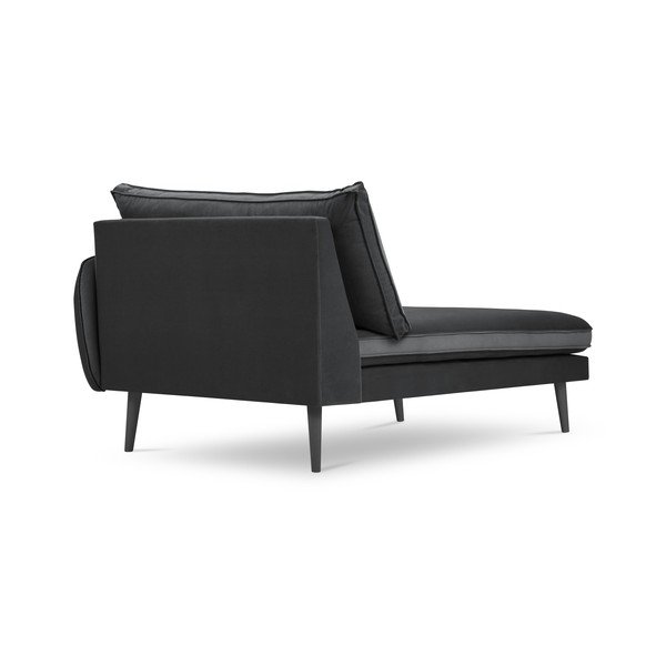 Poltrona lounge in velluto grigio scuro con gambe nere , angolo destro Lento - Kooko Home-image-2