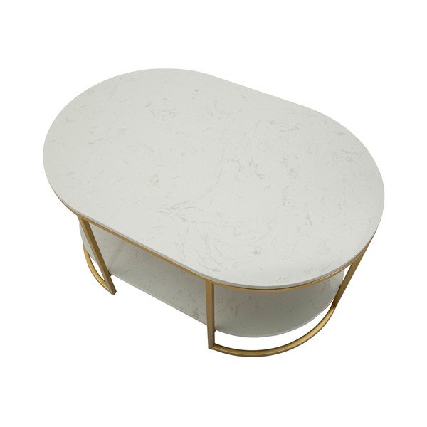 Tavolino da salotto bianco/dorato con piano in marmo 60x90 cm Izmir – Mauro Ferretti-image-4