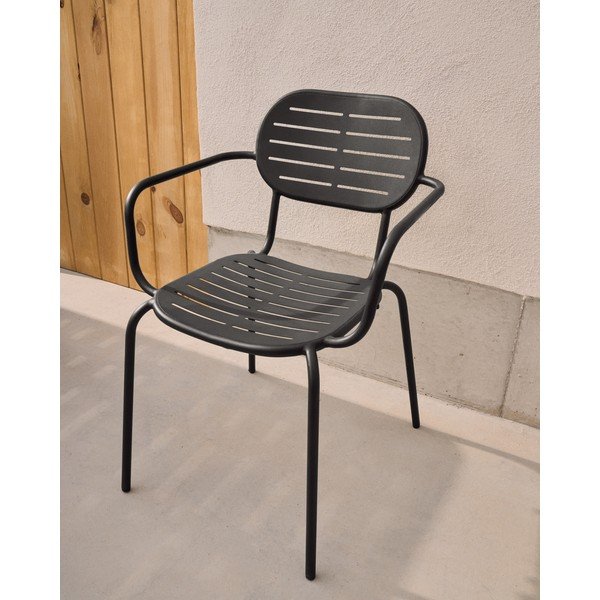 Sedia da giardino in metallo grigio scuro Brai - Kave Home-image-1