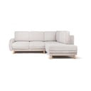 Divano angolare beige allungabile (con penisola a destra) con rivestimento in velluto a coste Tori – Bonami Selection