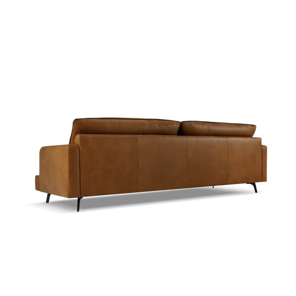 Divano in pelle marrone cognac 260 cm Virna - Micadoni Home-image-3