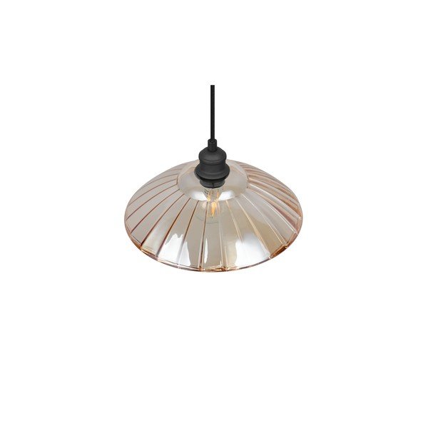 Lampadario nero/color ambra in metallo con paralume in vetro ø 29,5 cm Eluna – Reality-image-4