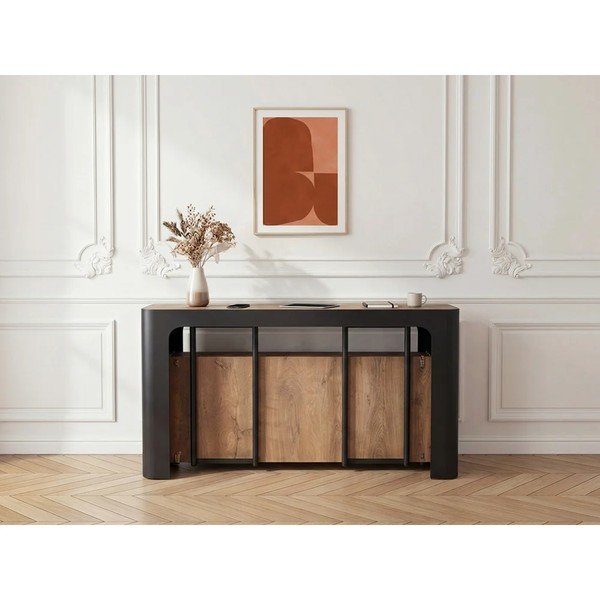 Tavolo consolle nero/di colore naturale 50x110 cm Albane – Bobochic Paris-image-3