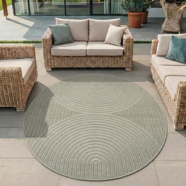 Tappeto da interno/esterno rotondo verde ø 160 cm Nova 1201 – Ayyildiz Carpets-image-1