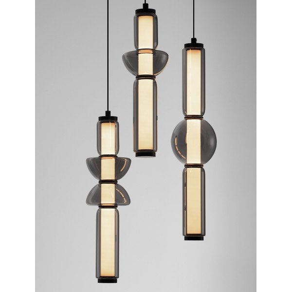 Lampadario LED grigio in vetro con intensità regolabile ø 38 cm Ulon – Nova Luce-image-1