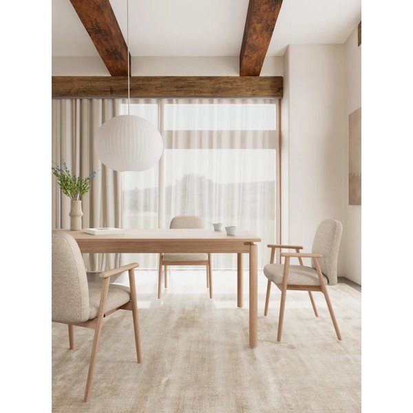Sedie da pranzo in set beige imbottito con braccioli 2 pz Calvin – Actona-image-1
