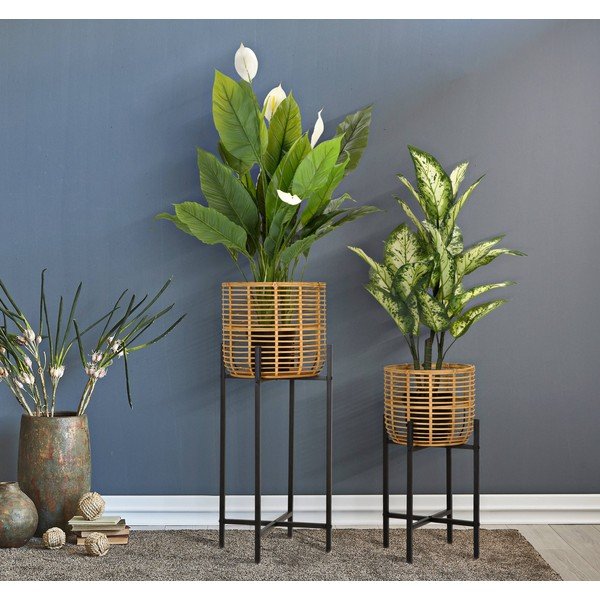 Set di 2 portavasi in rattan, altezza 90 cm - Mauro Ferretti-image-1