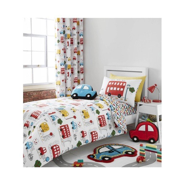 Cuscino per bambini blu e rosso con motivo di auto , 42 x 30 cm Transport - Catherine Lansfield-image-3