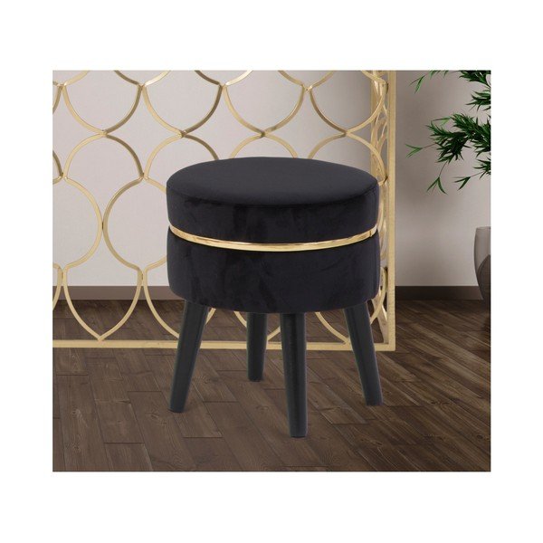 Sgabello imbottito nero Paris, ⌀ 35 cm - Mauro Ferretti-image-1