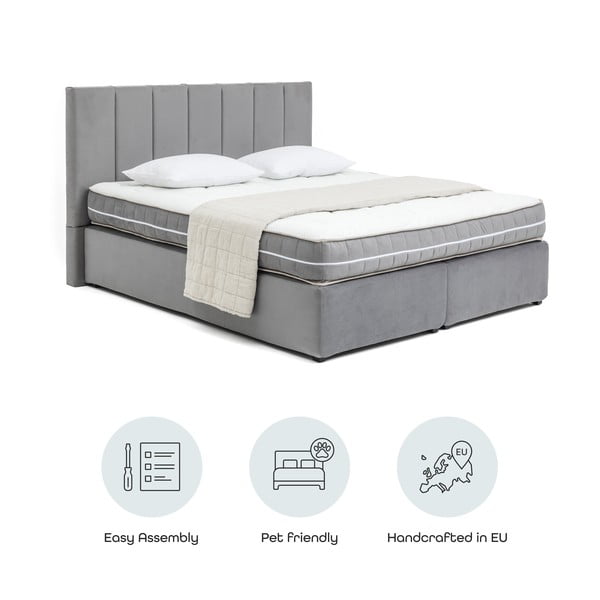 Letto boxspring grigio 160x200 cm Olia Bold Line – Bonami Selection-image-4