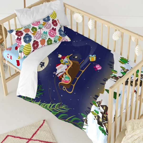 Copripiumino e cuscino in cotone per bambini , 100 x 120 cm Merry Christmas - Mr. Fox-image-1