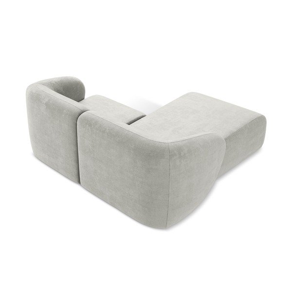 Divano angolare grigio chiaro (con penisola a sinistra/con chaise lounge) con rivestimento in ciniglia Lani – Makamii-image-3