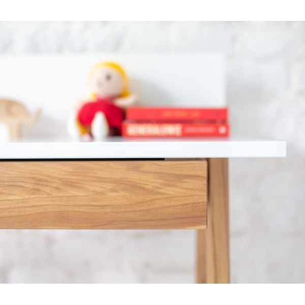 Scrivania bianca con base in frassino, lunghezza 65 cm Luka - Ragaba-image-2