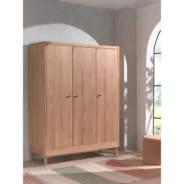 Armadio per bambini di colore naturale in rovere massiccio 146x190x55 cm Forrest – Vipack-image-1