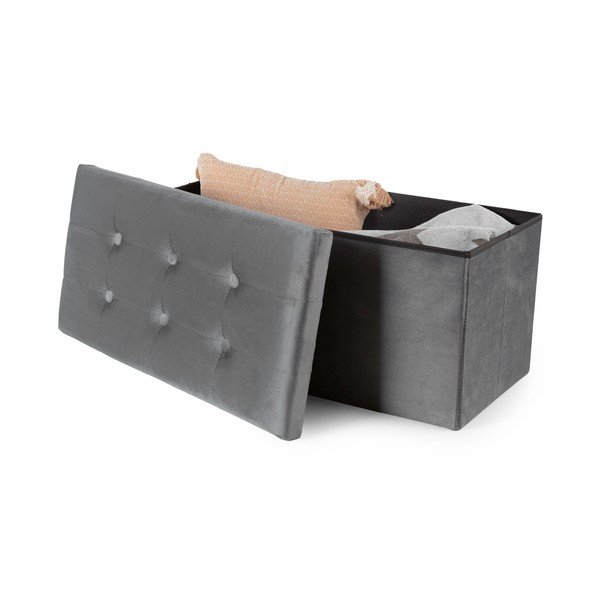 Sgabello in velluto grigio - Compactor-image-3