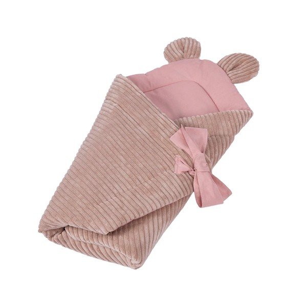 Copertina per neonati rosa in velluto a coste 35x65 cm – Meowbaby-image-1