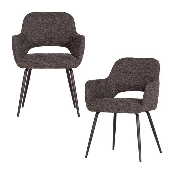 Sedia da pranzo marrone imbottito con braccioli 2 pz Jenny – WOOOD