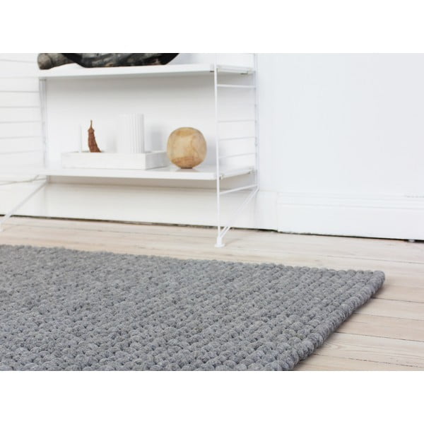 Tappeto in lana grigio acciaio, ⌀ 100 x 150 cm Ball Rugs - Wooldot-image-2