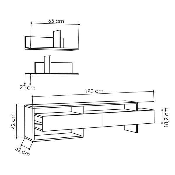 Televisore antracite 180x42 cm Gara - Homitis-image-2