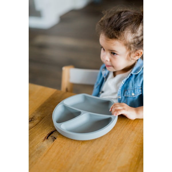 Piatto per bambini grigio in silicone 19x20,5 cm – Kindsgut-image-1