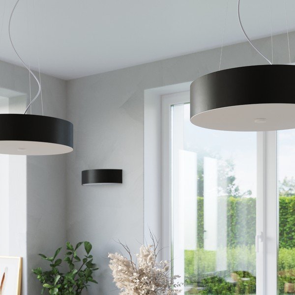 Lampada da soffitto nera con paralume in tessuto ø 90 cm Herra - Sollux-image-1