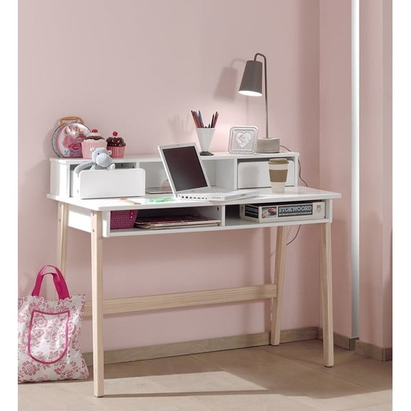 Scrivania bianca per bambini Kiddy - Vipack-image-1