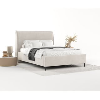 Letto matrimoniale imbottito crema con spazio contenitivo e rete 180x200 cm Shell - Maison de Rêve