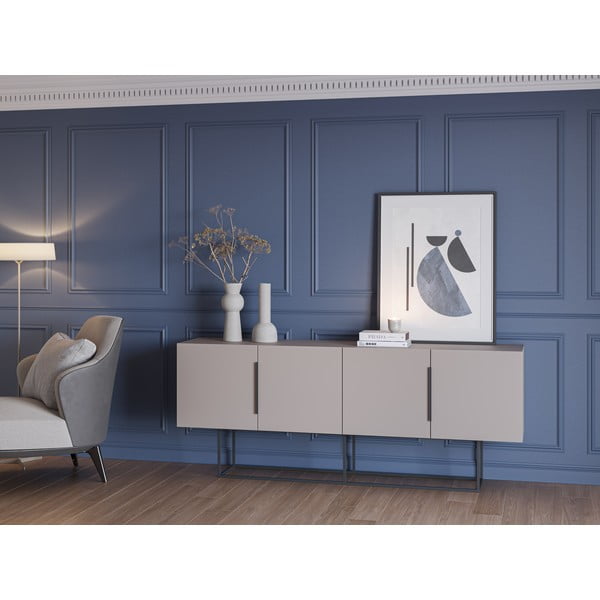 Cassettiera bassa grigio-beige 200x80 cm Titan - Marckeric-image-1