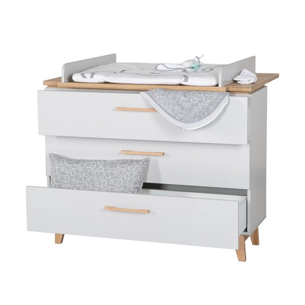 Cassettiera bassa grigio chiaro in rovere con fasciatoio 117x104 cm Caro - Roba-image-4