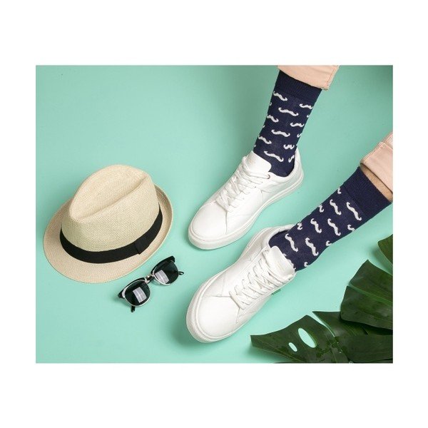 Modré ponožky Funky Steps Mustache, velikost 39 – 45-image-1