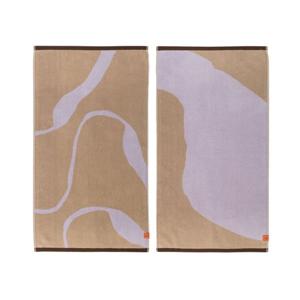 Set di 2 asciugamani in cotone biologico nei colori lavanda e marrone chiaro 50x90 cm Nova Arte - Mette Ditmer Denmark