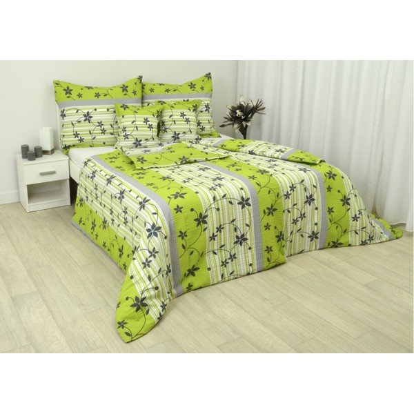 Biancheria da letto in crêpe verde per letto singolo 140x200 cm Flowers - Unknown