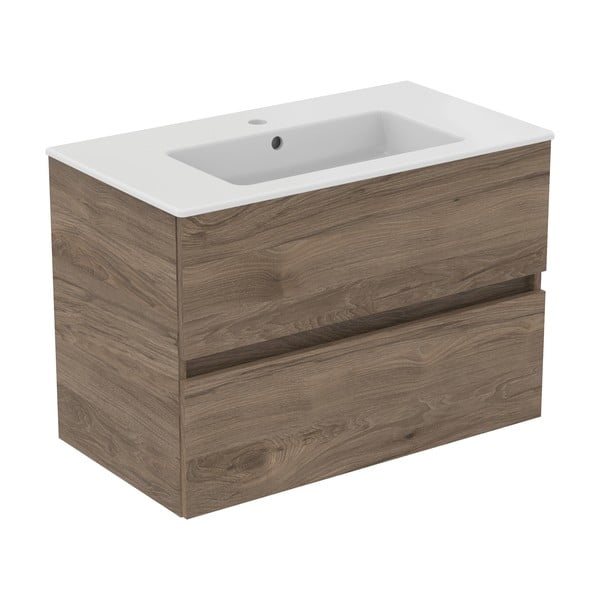 Mobile a sospensione per sottolavabo in noce naturale 80x55 cm Eurovit+ - Ideal Standard-image-2