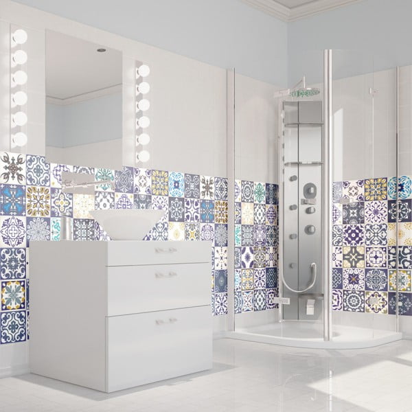 Set di 60 adesivi murali Wall Decal Tiles Azulejos , 15 x 15 cm Cyprus - Ambiance