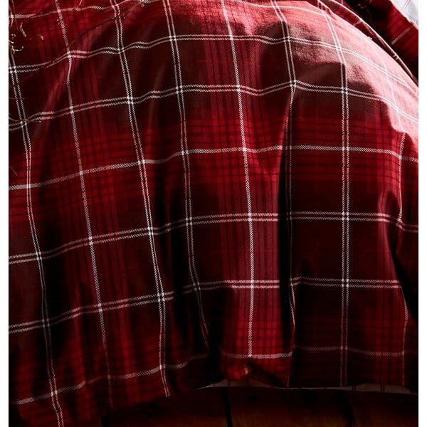 Biancheria da letto in cotone rosso Brushed Tartan, 200 x 200 cm - Catherine Lansfield-image-3