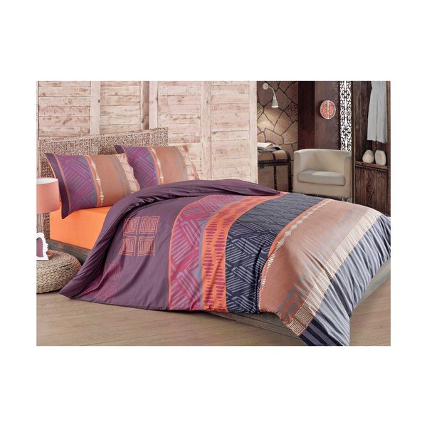 Biancheria da letto in cotone con lenzuolo Irem, 200 x 220 cm - Mijolnir-image-1