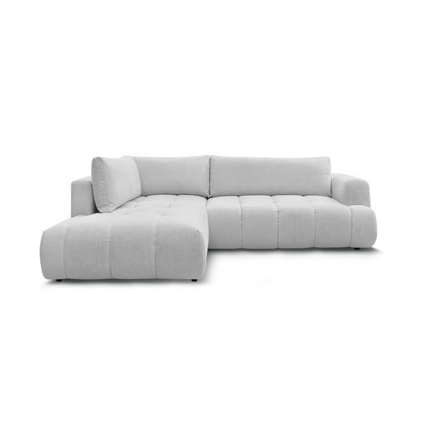 Divano angolare grigio chiaro allungabile e con contenitore (penisola a sinistra/a L) Fuji – Bobochic Paris