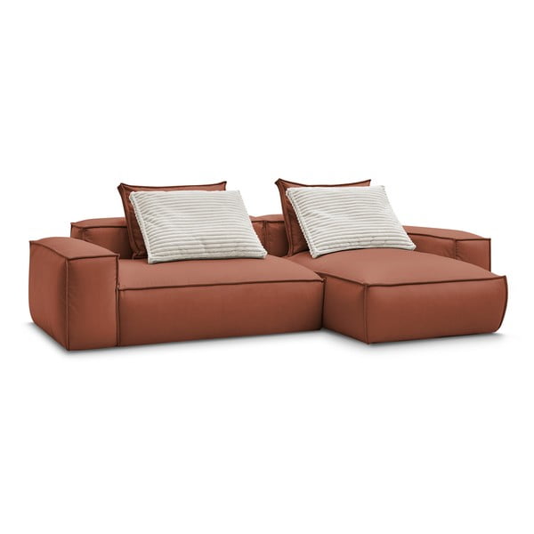 Divano angolare in similpelle marrone scuro (variabile) Boheme - Bobochic Paris-image-3