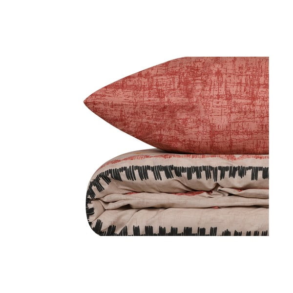 Biancheria da letto singola in cotone Renforcé color mattone/beige 140x200 cm Felix - Mijolnir-image-2