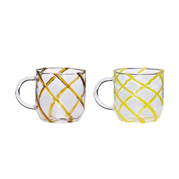 Tazze in set gialle in vetro borosilicato 2 pz 450 ml Kiosk – Hübsch